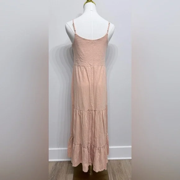 Z Supply Size XS Light Coral Maxi Rory Tiered Slub Dress Sand - Picture 4 of 9